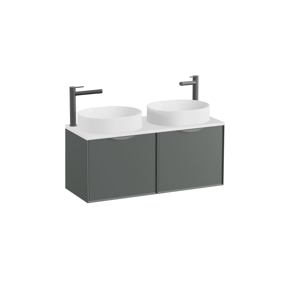 Vado Safari Smooth 1000mm Charcoal Grey Wall Hung Vanity Unit & Gloss White Worktop